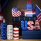 4th of July Tabletop Decorations, 11 Pcs Patriotic Tiered Tray & Table Decor – Memorial Day Red White & Blue Wooden Book, Firework, and USA Centerpieces for Home, Office & 250th Anniversary